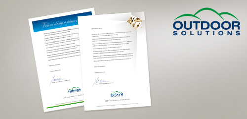 Dopis partnerům pro OUTDOOR SOLUTIONS s.r.o. Dopis partnerům pro OUTDOOR SOLUTIONS s.r.o.